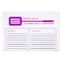 Carte lilas de recette de spatule invitations