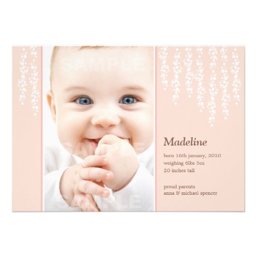 Carte lunatique de rose de faire-part de naissance
