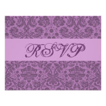 Carte mauve élégante de réponse de mariage de la d invitations personnalisées