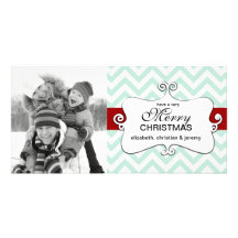Carte-menthe contemporaine de photo de Noël de Che Carte Avec Photo