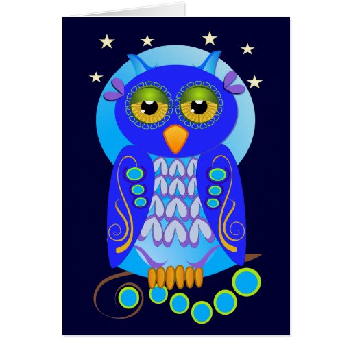 Carte mignonne de bande dessinée avec le hibou déc
