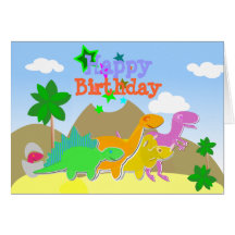 Carte mignonne de joyeux anniversaire de dinosaure