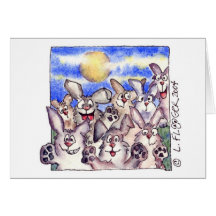 Carte mignonne de pleine lune de lapin de bande de