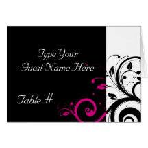 Carte noire, blanche, fuchsia d'endroit de mariage