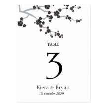 Carte noire de nombre de Tableau de zen de fleurs  Cartes Postales