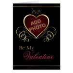 Carte noire de Valentine de cadre de photo de coeu