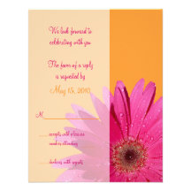 Carte orange et rose de réponse de mariage de marg invitations