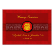 carte orientale rouge de faire-part de mariage par