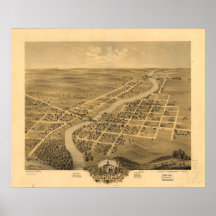 Carte panoramique antique d'Anoka Minnesota 1869 Posters