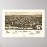 Carte panoramique antique de Cheney Washington 188 Affiche