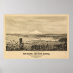 Carte panoramique antique de Tacoma Washington 187 Poster