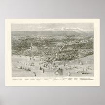 Carte panoramique de Chicago, IL - 1871 Posters
