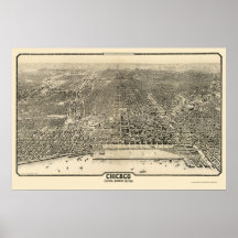 Carte panoramique de Chicago, IL - 1916 Affiche