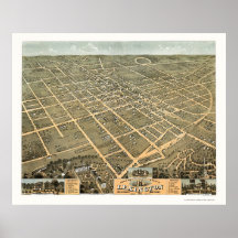 Carte panoramique de Lexington, KY - 1871 Poster