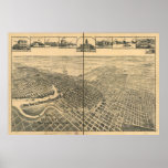 Carte panoramique de Stockton la Californie 1895 Posters