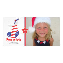 Carte patriotique de vacances de bas de Noël Photocartes Personnalisées