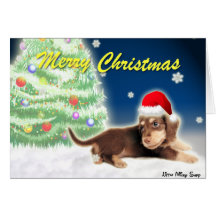 Carte (personnalisable) d'arbre de Noël de teckel