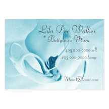 Carte personnelle de maman ; Floral cyan et blanc  Modèles De Cartes De Visite