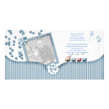 Carte photo bleu de Merci de baby shower de bébé Cartes Avec Photo