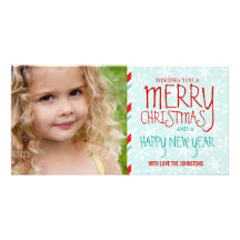 CARTE PHOTO BLEU ROUGE DE VACANCES DE NOËL CARTES DE VŒUX AVEC PHOTO