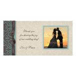 Carte photo brun chocolat de turquoise photocarte personnalisée