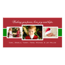 Carte photo charmé de Noël de trio Cartes De Vœux Avec Photo