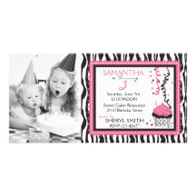 Carte photo chic d'invitation de petit gâteau de b photocarte personnalisée
