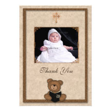Carte photo chrétien d'ours faire-parts