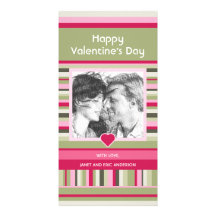 Carte photo coloré de Saint-Valentin de rayures Photocartes Personnalisées