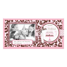 Carte photo d'anniversaire de fille de guépard cartes avec photo
