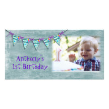 Carte photo de bannière d'anniversaire cartes de vœux avec photo