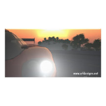 Carte photo de coucher du soleil de voiture photocartes personnalisées