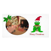Carte photo de grenouille de Noël Photocartes Personnalisées