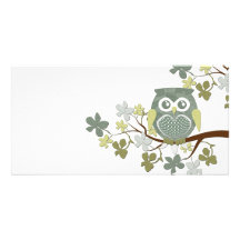 Carte photo de hibou d'arbre de polka photocarte customisée