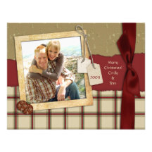 Carte photo de Noël de chute de plaid Faire-parts