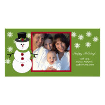 Carte photo de Noël de famille de bonhomme de neig Cartes De Vœux Avec Photo