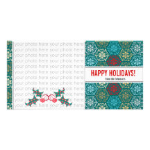 Carte photo de Noël de houx {4 x 8} Modèle Pour Photocarte