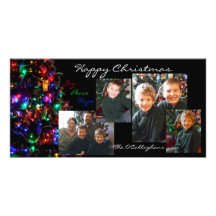 Carte photo de Noël heureux - arrière - plan noir Cartes De Vœux Avec Photo