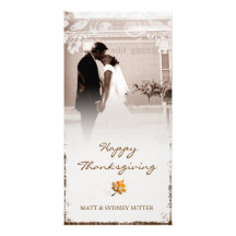 Carte photo de nouveaux mariés de thanksgiving âgé cartes de vœux avec photo