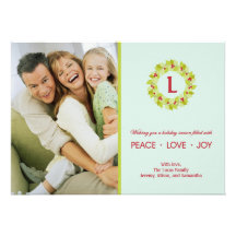 Carte photo de vacances de guirlande de monogramme faire-parts