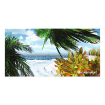 Carte photo de vue de plage modèle pour photocarte
