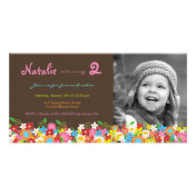Carte photo d'invitation d'anniversaire de jardin  cartes de vœux avec photo