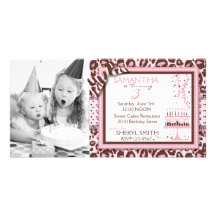 Carte photo d'invitation de fille de guépard cartes de vœux avec photo