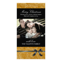 Carte photo d'or chic de Noël Photocarte Customisée
