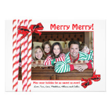 Carte photo doux de Noël de sucre de canne Invitations Personnalisables