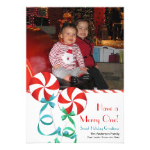 Carte photo doux de sucrerie de Noël Invitation Personnalisable