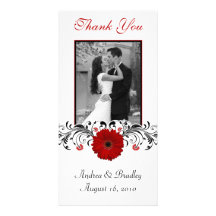 Carte photo floral de Merci de marguerite rouge de Cartes De Vœux Avec Photo