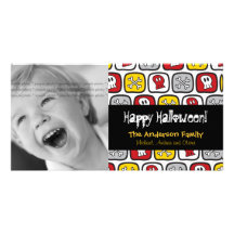 Carte photo heureux de Halloween d'os de crânes de Photocarte Personnalisée