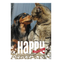 Carte photo heureux de Noël d'animal familier de P Invitations Personnalisées