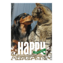Carte photo heureux de Noël d'animal familier de P Faire-part Personnalisé